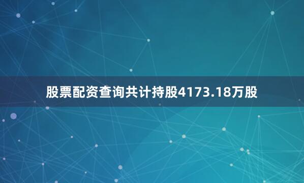 股票配资查询共计持股4173.18万股
